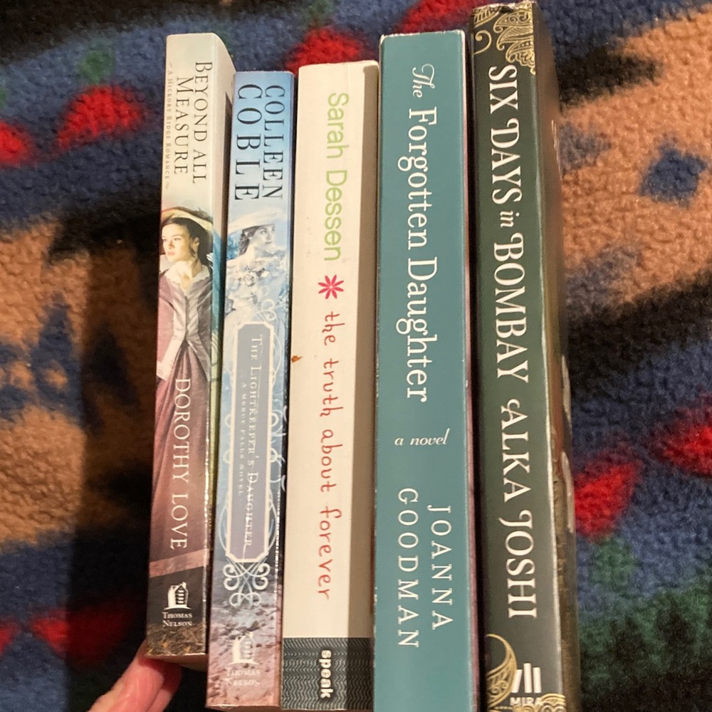 5 books various titles.